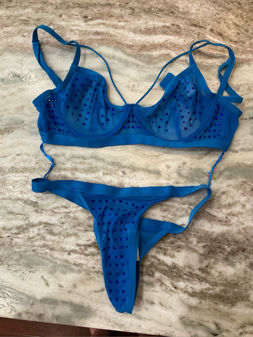 Watch Out For Me Rhinestone Mesh Set - Blue - Picture 2 of 10